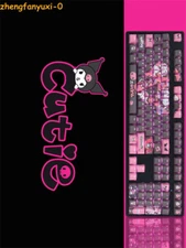 108Keys Cute Kuromi Transparent PBT OEM Keycaps Full Set For Mechanical Keyboard