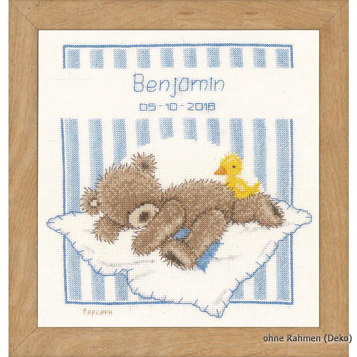 Vervaco Counted cross stitch kit Popcorn bear&Soufflé duck, DIY