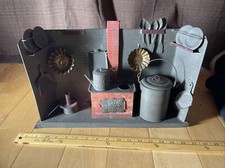 Antique German Toy Miniature Tin Kitchen Doll House Diorama Many Accessory Items