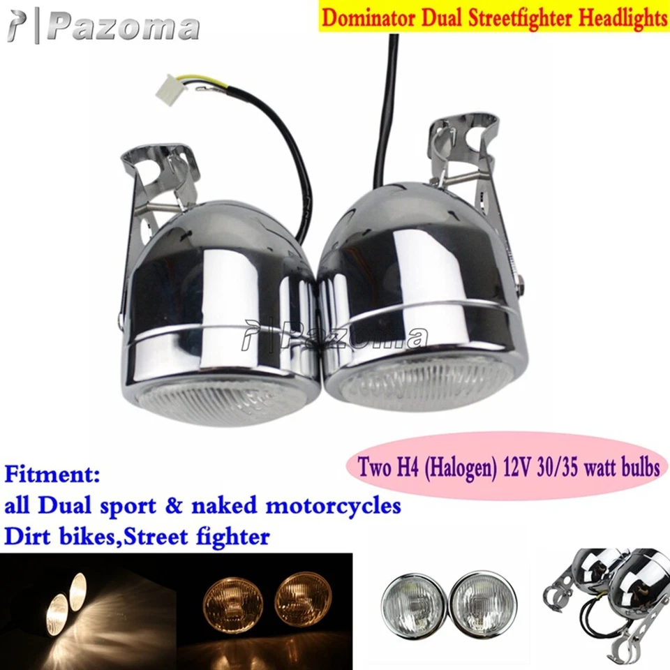 Faro redondo doble con kit de soporte para Honda CB200/350/360/450/500/650 Kawasaki Foto 2 de 4