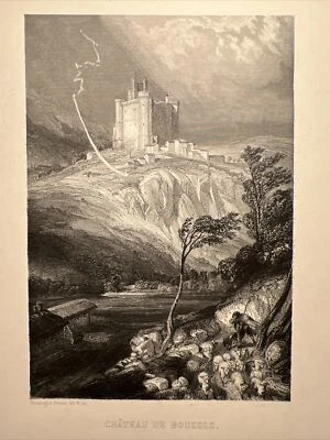 Château de Bouzols France 1851 Antik Loire Stahlstich Illustration Château - Bild 1 von 4