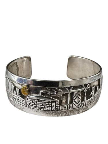 Sterling Silver Native American Navajo Arts and Crafts Guild Cuff Bracelet