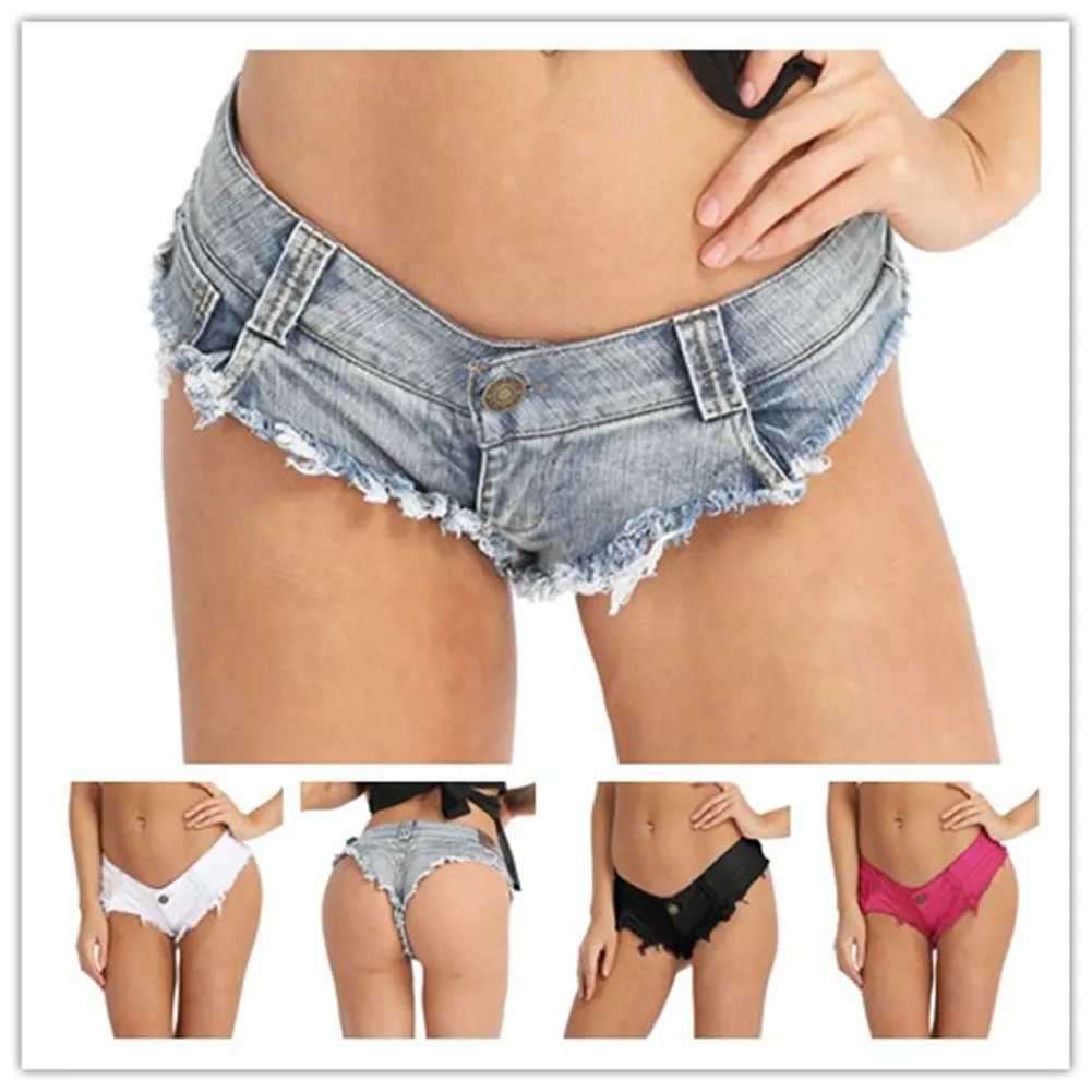 Sexy Womens Mini Denim Shorts Thong Jean Triangle Shorts Beach Shorts Hot Pants
