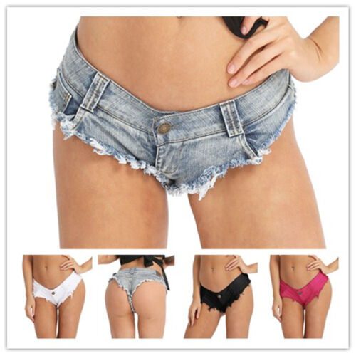 Sexy Womens Mini Denim Shorts Thong Jean Triangle Shorts Beach Shorts Hot Pants - Picture 1 of 24