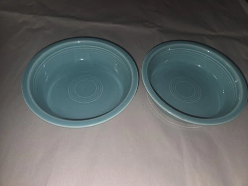 Lot Of 2 Homer Laughlin Turquoise USA Fiesta Ware Cereal Bowl 7" Excellent Cond.