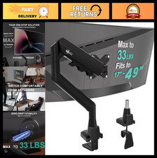 Heavy Duty Single Monitor Arm for 17-49" Flat/Curved Screens, Adjustable Gas Spr