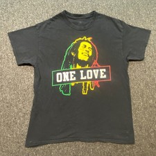 Zion Bob Marley One Love T Shirt L Large Mens Black Reggae Rasta Graphic Tee