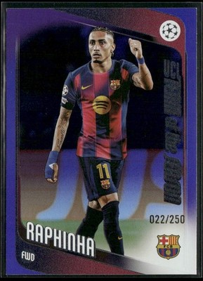 2025-26 Topps UEFA #97 Raphinha Purple Foil FC Barcelona