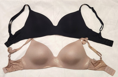 Victoria's Secret 2 No Wire Padded Black & Iridescent Pnk Bras T Shirt Size 32DD