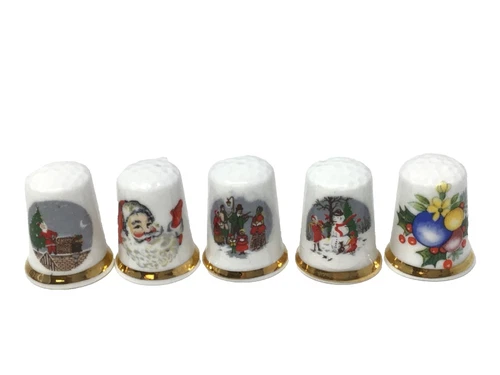 Vintage Finsbury Christmas Thimbles Lot Fine Bone China England