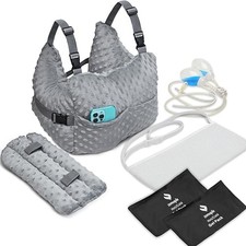 Mastectomy Recovery Pillow  Strap, 2 Gel Pack, Seat Belt Cover  5 Grey