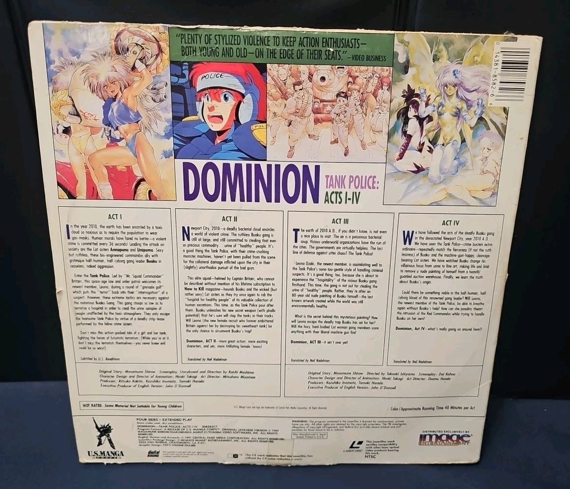 アニメ panzer world laserdisc memorial box Dominion Tank Police Japanese Anime OVA LaserDisc U.S. Manga Corps