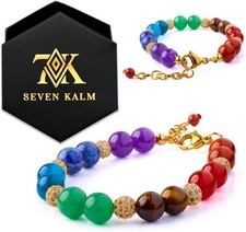 SEVEN KALM Protection and Healing Bracelet for Women - Handmade 7 Chakra Jewelry