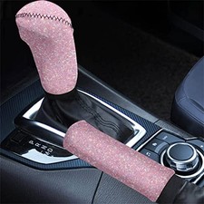 Bling Pink Print Car Gear Shift Knob Cover with Handbrake Cover, Pink Color