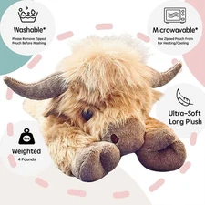 Clever Brown Highland Cow Plush Doll Emotional Support Stuffed Toy Kid 55cm 45cm