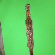 Brown Studded Wide Western Belt for Men with Buckle Silver Hardware