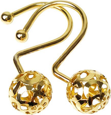 Gold Shower Curtain Hooks Rings,Set of 12 Brass Decorative Bling Metal Rustproof