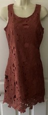 Women Japana Brown Lace Sleeveless Cocktail Party Dress S