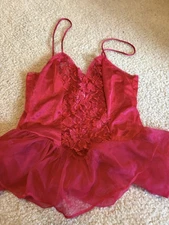 Vintage 80s Alana Gale Intimates Teddy red large Lace  lingerie