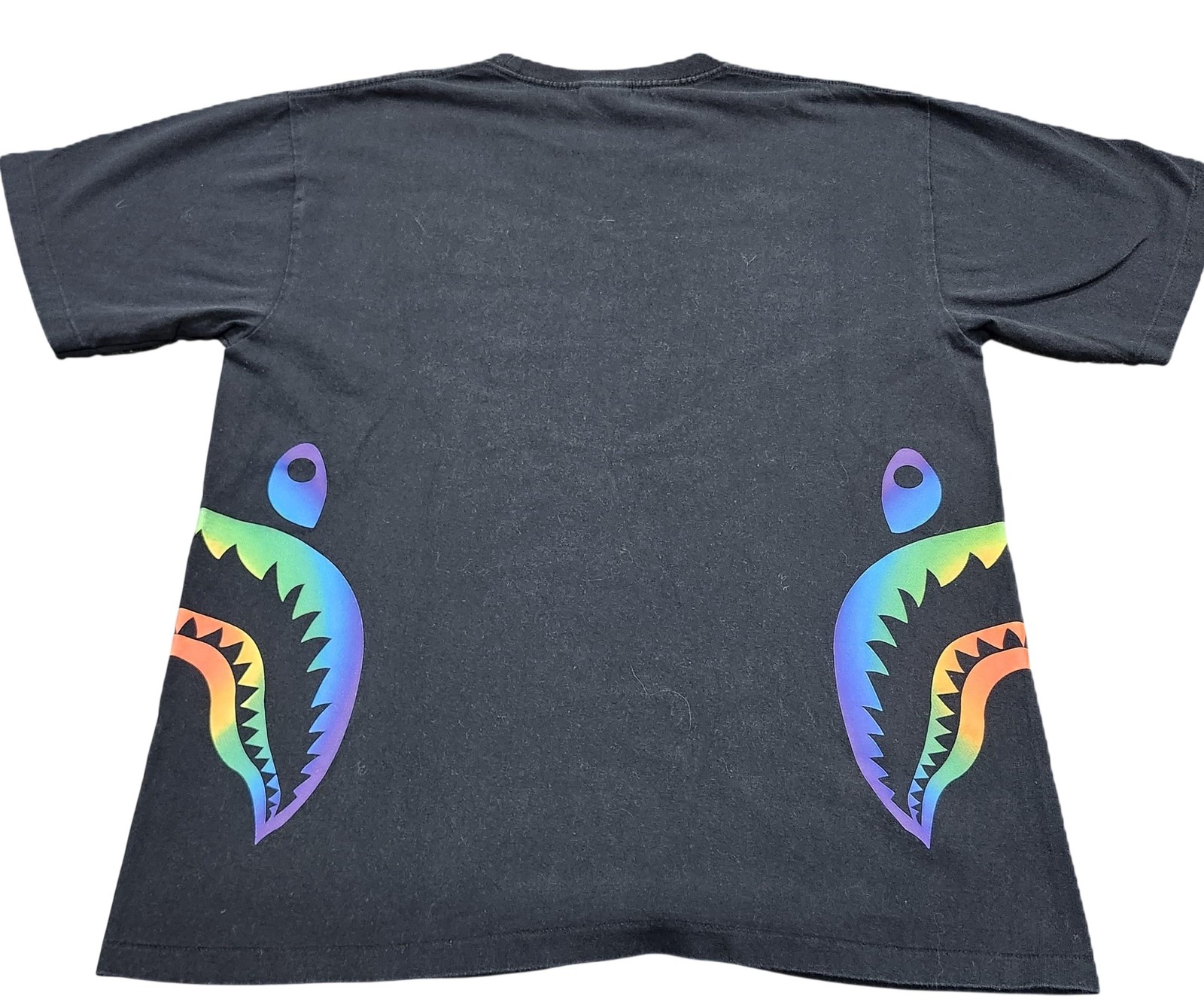 A Bathing Ape Shirt Mens XL Black Rainbow Shark Graphic Tee Bape Streetwear