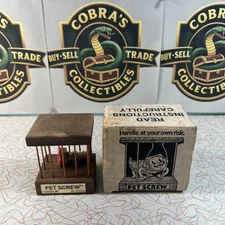 Vintage 1978 Be My Pet Screw Novelty Gag Gift Wood Cage Screw Display Man Cave 