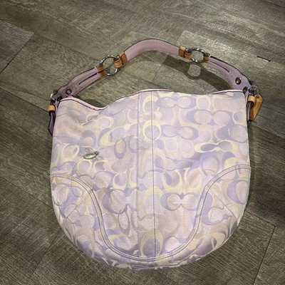 RARE Coach Y2K Optic Purple Signature C Gray Bumble Bee Large Hobo
