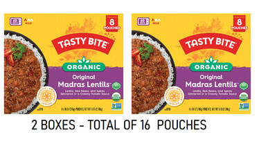 2 BOXES Tasty Bite Organic Original Indian Madras Lentils 8 x 10 oz Pouches