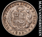 Peru: 1899 Silver 1/2 Dinero - Scarce  High Grade  Lustrous  No Reserve  #M667 — photo 2