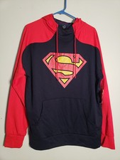 Superman Hoodie Men's Size Medium Blue Pullover Hooded Sweatshirt DC Comics