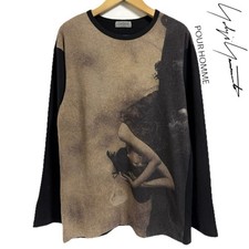 Yohji Yamamoto Pour Homme 22AW Crew Neck Graphic Wool Knit Sweater Black Men's