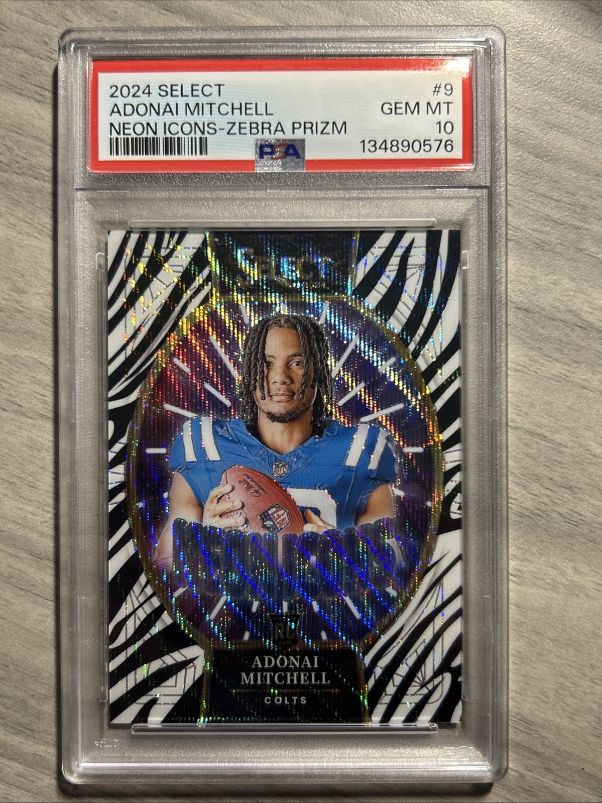Adonai Mitchell Panini Select Neon Icons #9 Zebra Prizm