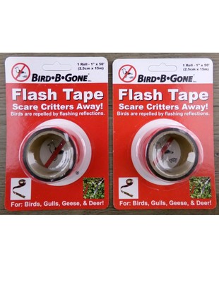 2 Rolls of Bird-B-Gone Flash Tape 1 Roll=1in x 50ft, To Scare Away Birds, New A2