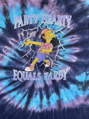 VANS x The  Simpsons Men's M Blue T-Shirt Otto Hearty Equals Tardy Tie-Dye