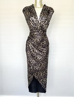 Plunge Neckline Ruched Evening Party Dress
