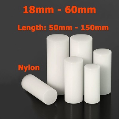 18mm-60mm Diameter White Nylon Solid Column Pin Coupling Plastic Rod Round Bar