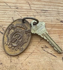 Vintage The REGENCY Hotel N.Y. Room Key Fob Solid Brass w/key Room #818