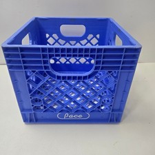 Vintage Pace Dairy Foods Blue Plastic Milk Crate Standard Size 13"x13"x11"
