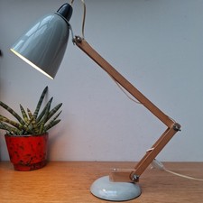 Vintage 60s Maclamp Terence Conran Habitat Anglepoise Wooden Grey Desk Lamp