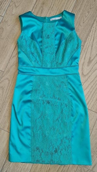 Women Karen Millen Dress Turquoise Satin 38 / M /