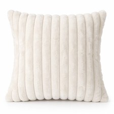 Ribbed Plush Cushion Covers Soft Faux Fur Sofa Pillow, Multiple Colours & Sizes