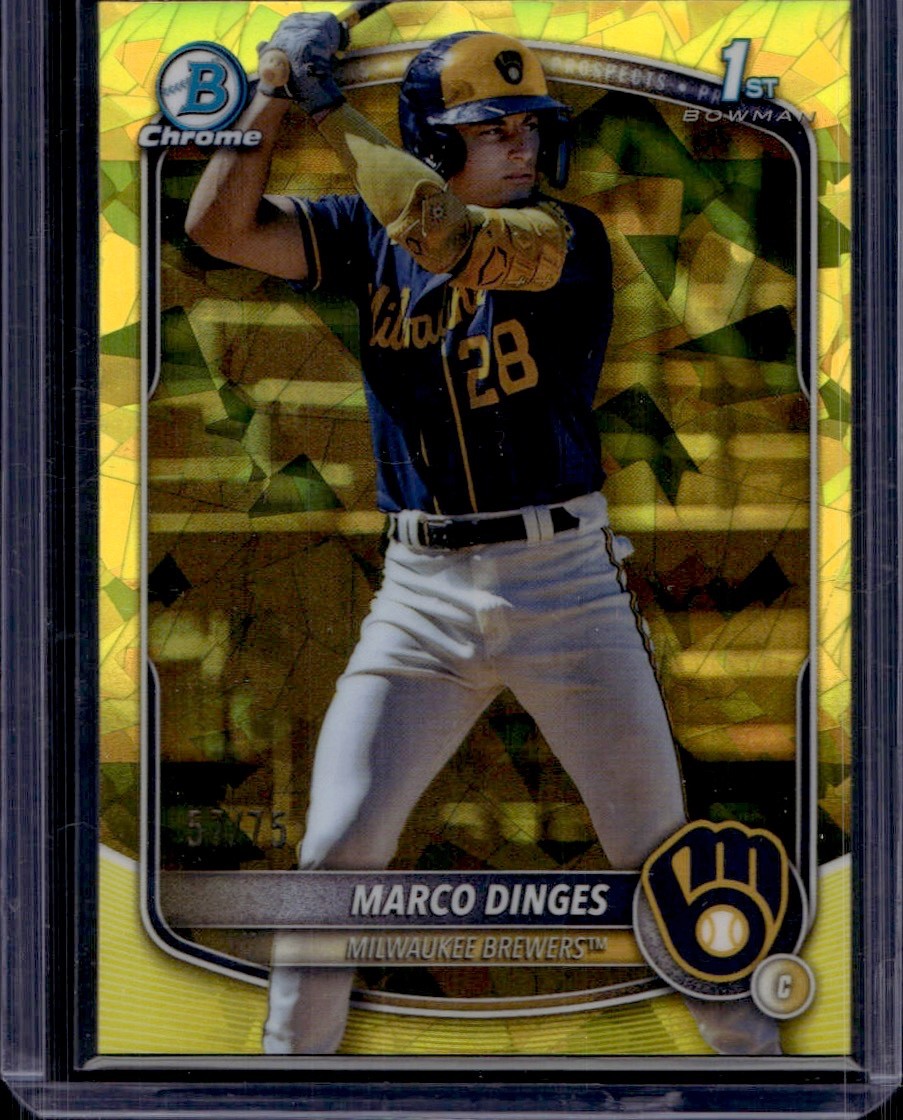 2025 Bowman Chrome- 1st Bowman- Yellow Refractor /75- Marco Dinges #BCP-183