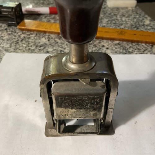 Vtg Roberts Numbering Machine Co 6 Digit Self Inking Model 49 Date Stamp
