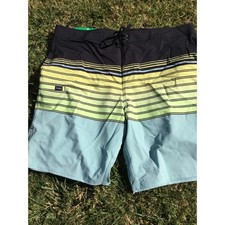 O'Neill Boardshort Men's Swim Trunks Shorts Black Yellow Blue Stripes size 34