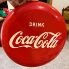 VINTAGE COCA-COLA 12” RED BUTTON ADVERTISING SIGN -ORIGINAL ‘AS FOUND’ CONDITION