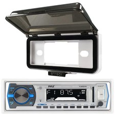 Pyle PLMRB29W Single-DIN Bluetooth MP3 Marine Stereo Receiver with Radio Cover