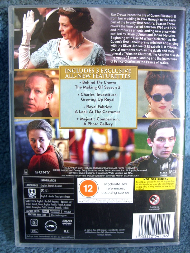 The Crown Season 3 (DVDR2) 4Discs 2020 Olivia Colman 525mins+Extras (BARGAIN - Image 2 of 4