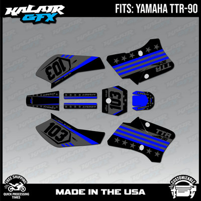 Graphics Kit for Yamaha TTR90 (2000-2008) TTR 90 USA Series - Blue Shift