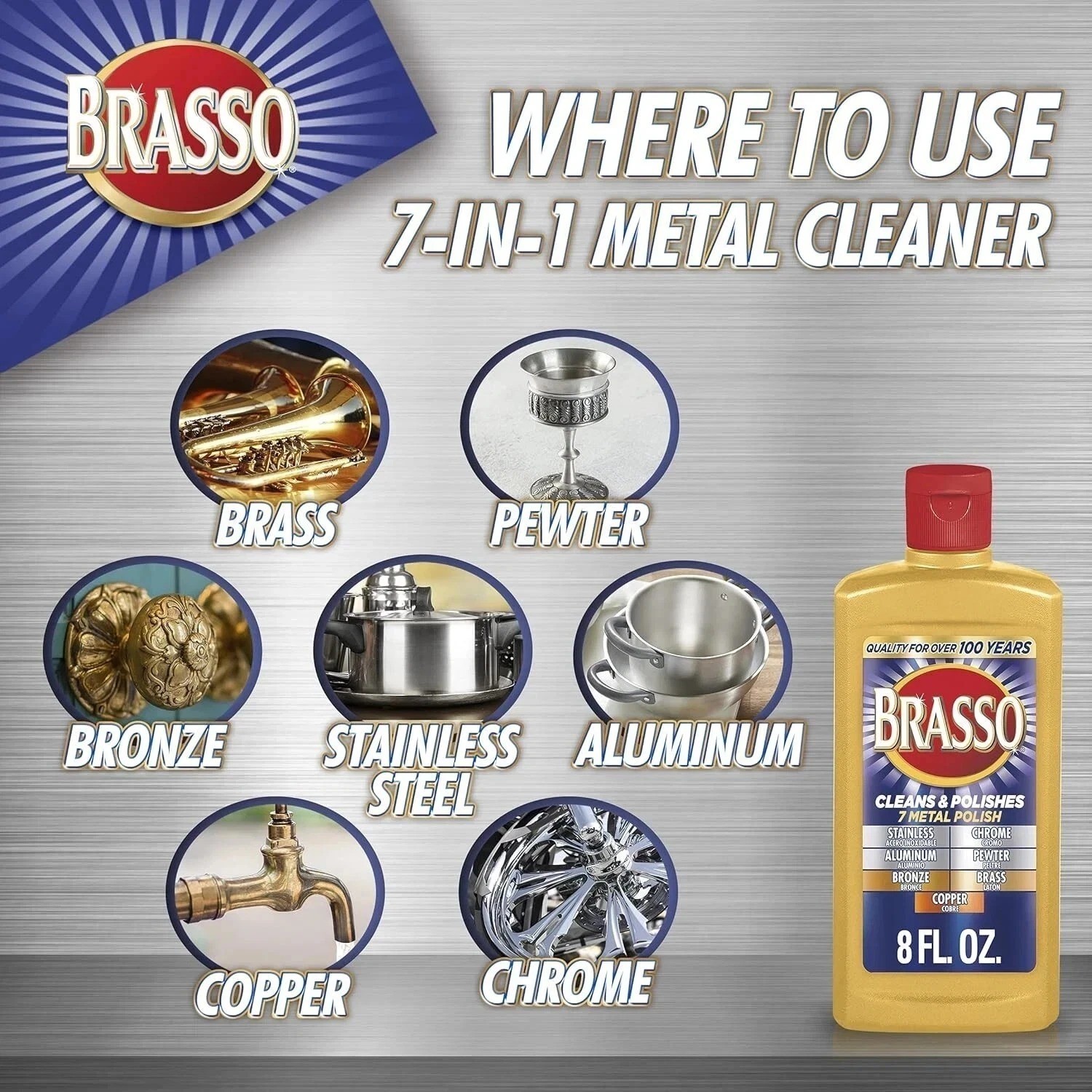 NEW Brasso-2660089334 Multi-Purpose Metal Polish, 8 oz(FAST SHIPPING)
