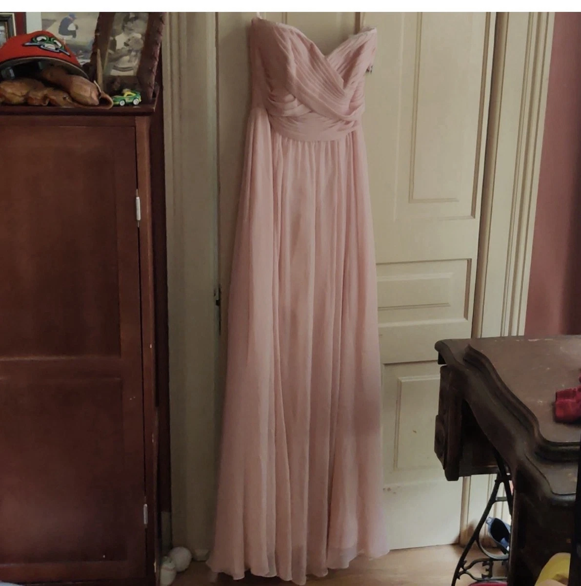 ebay pink bridesmaid dresses Pink Pastel Bridesmaid Beach Summer Formal Maxi Dress Long Sleeve Pleated A Line