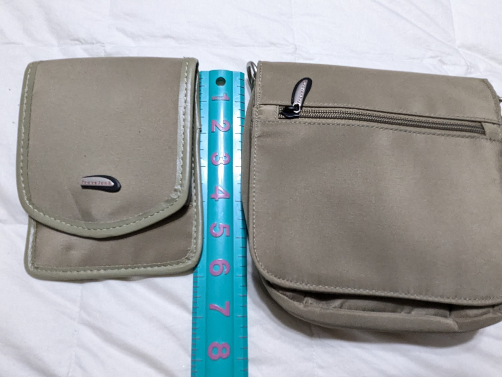 Set Of 2 Travelon Crossbody Bags Anti-theft Khaki Nylon Pock